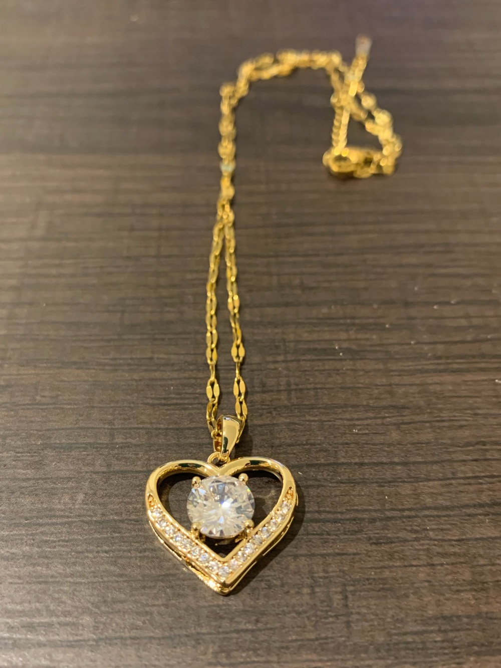 Heart Pendant Necklace with Clear Crystal Accent-NEW